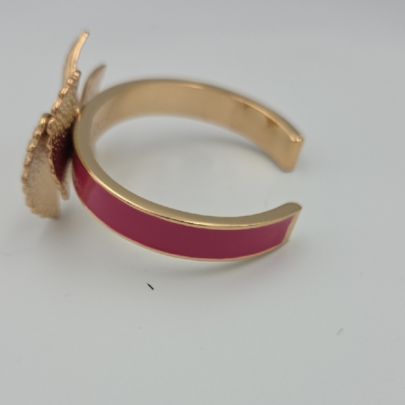 Lily Pulitzer Gold Bow Cuff Bracelet with Pink Enamel - Picture 4 of 5